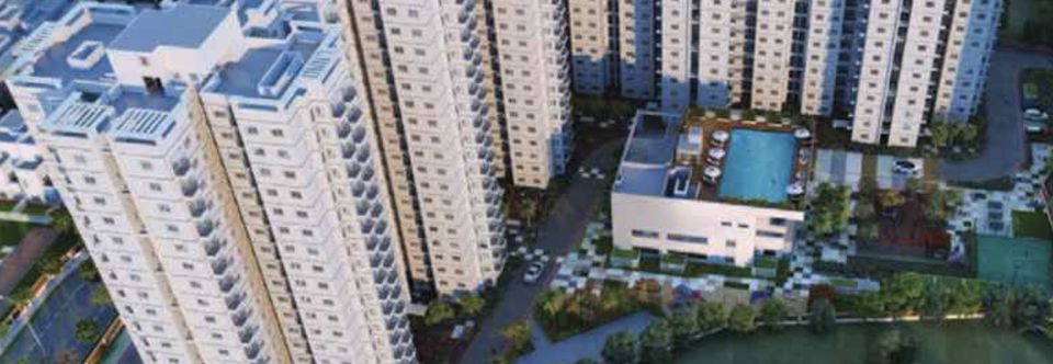 Shriram 122 West – aerial view of the towers and clubhouse (artist's impression)