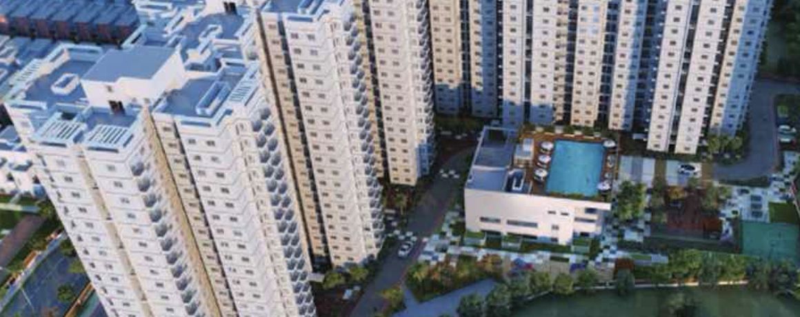 Shriram 122 West – Aerial view of the towers and clubhouse (artist's impression)