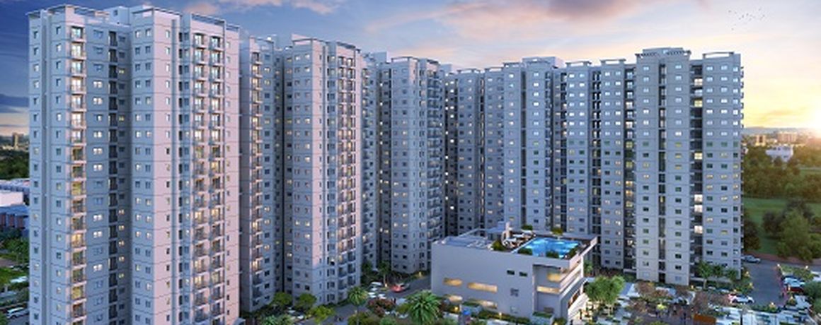 Shriram 122 West – Elevation view of the towers at evening (artist's impression)